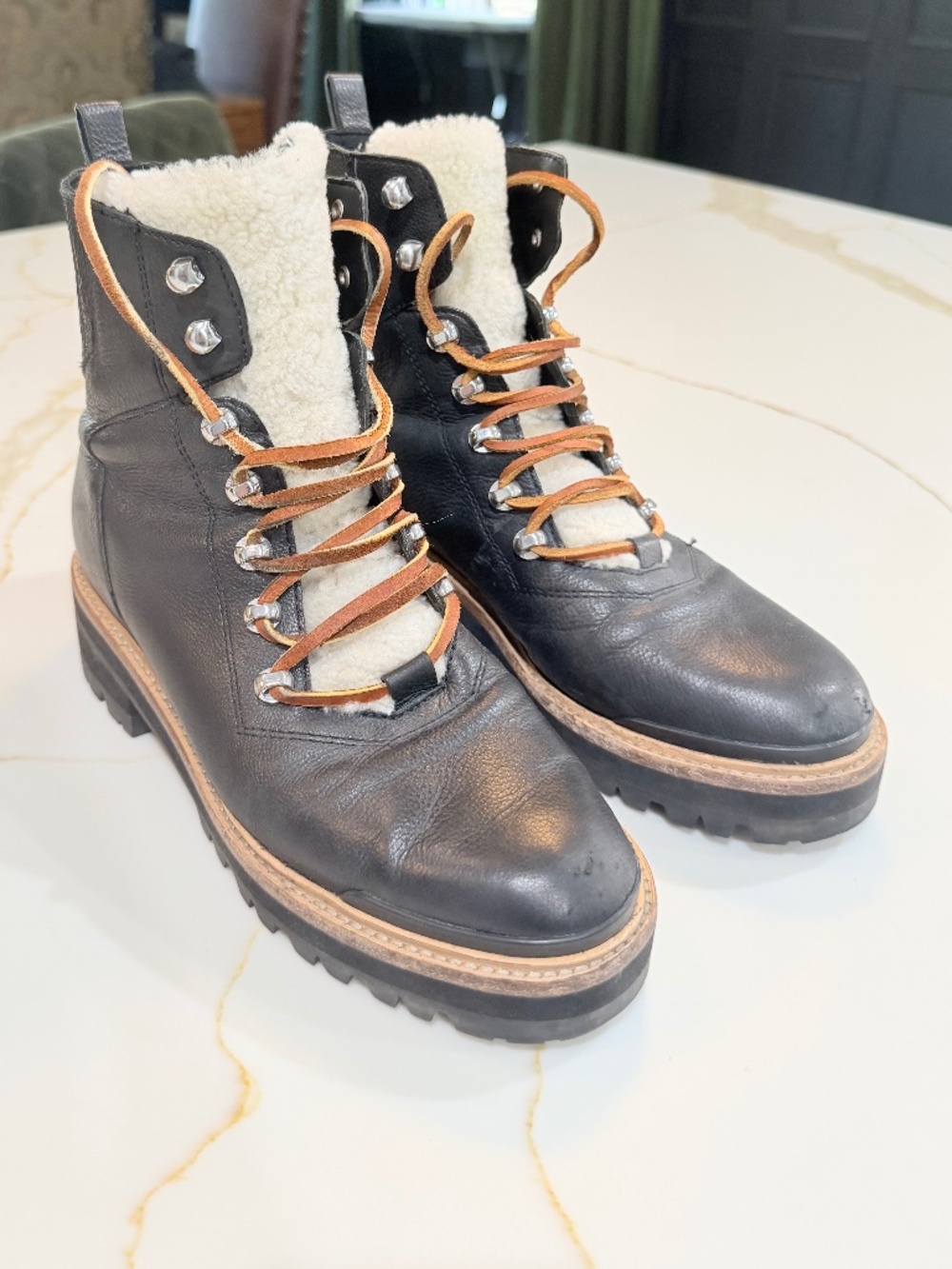 Leather and Shearling All Weather Hiking Boots